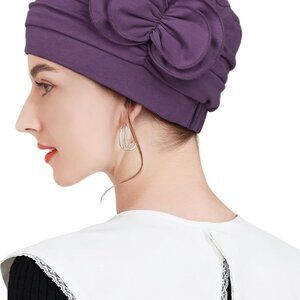Pleated Cotton Hat with Fancy Butterfly Bow for Hair Loss Women